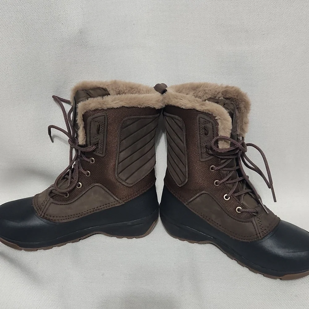 Women's Brown Waterproof Winter Lace-Up Boots